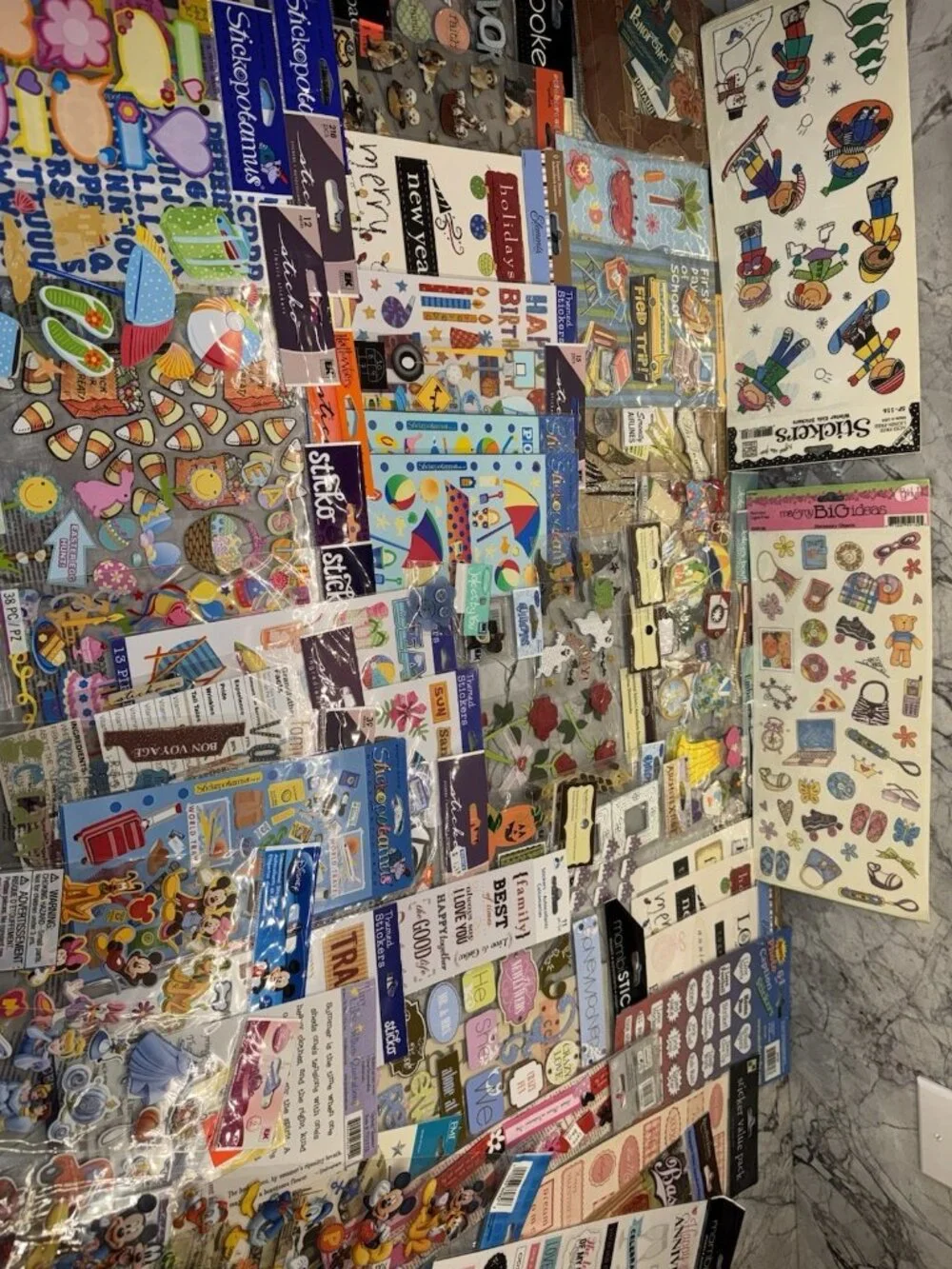 Lot Of 70 Pkgs NEW Scrapbook Stickers Jolees Sticko Disney Recollections 3D